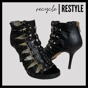 Jimmy Choo Lambskin Snake Embossed Stilettos